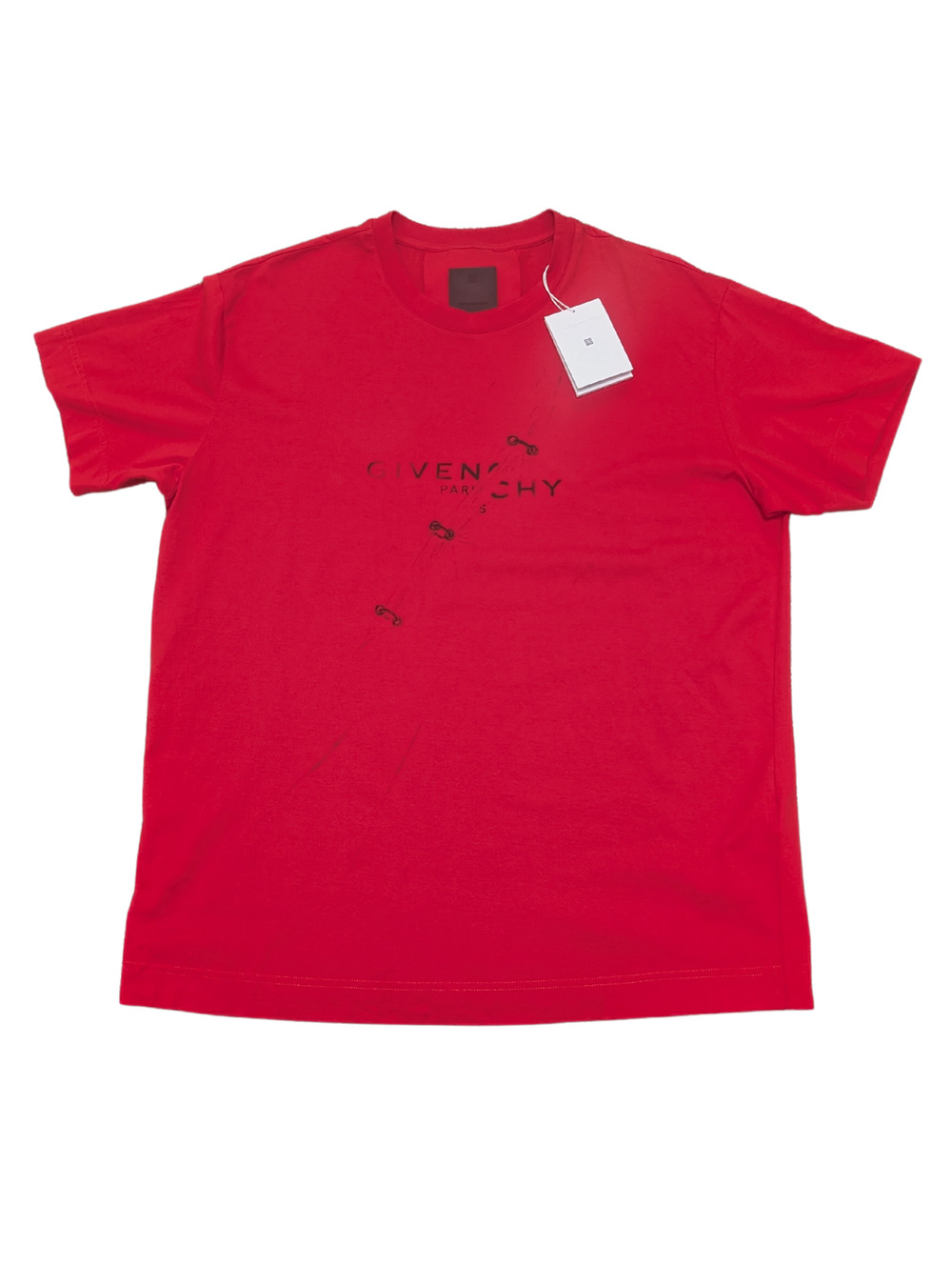 NWT Givenchy Red Trompe-l'oeil Graphic Logo T-Shirt Men's Size Large